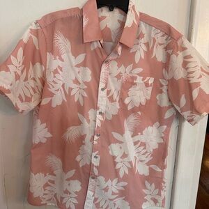 Men's Tropical Pink Floral Button-Down Shirt